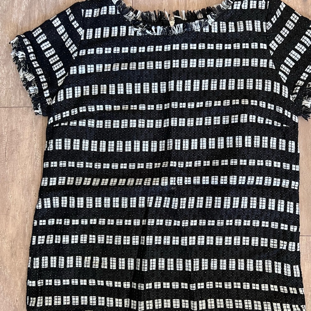 Sandro Black and White Checkered Short Sleeve Top